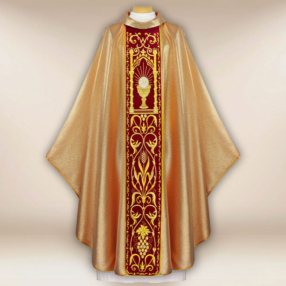 Casulla con pasillo de terciopelo bordado Cáliz