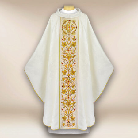 Casulla bordada ecru jacquard