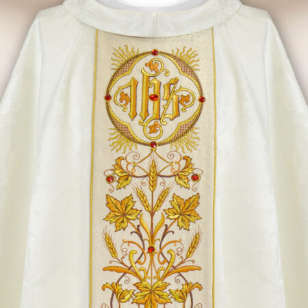 Casulla bordada ecru jacquard