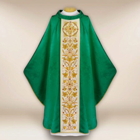 Casulla bordada de jacquard verde