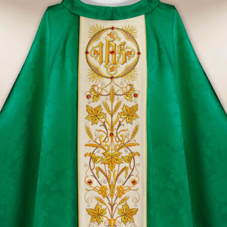Casulla bordada de jacquard verde