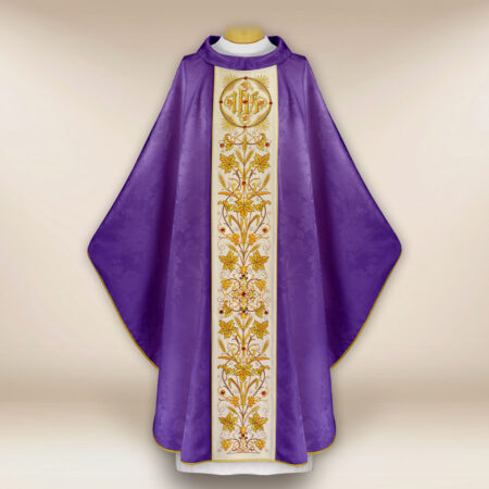 Casulla bordada de jacquard morado
