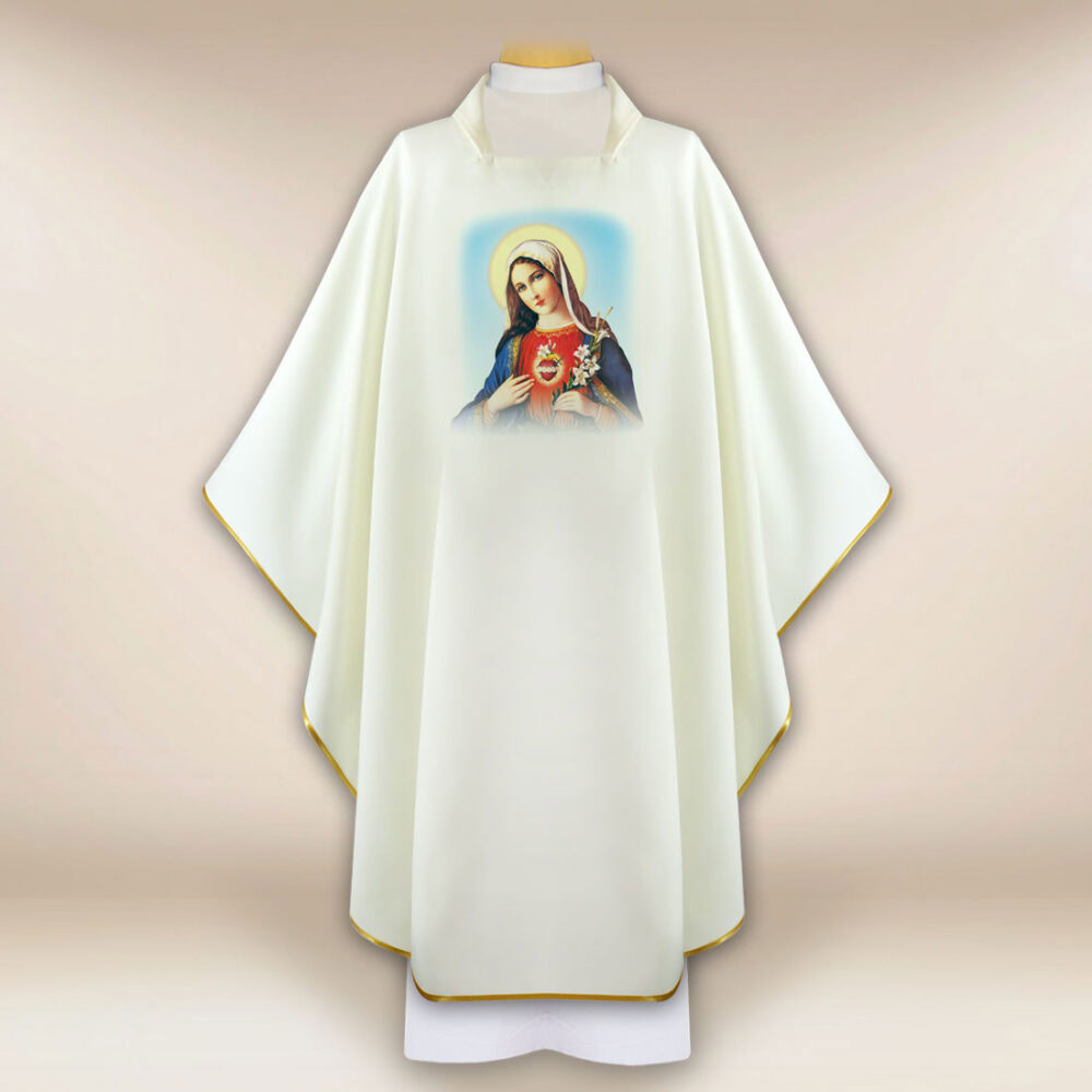 Casulla con imagen Corazón de María