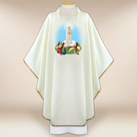 Casulla con imagen de la Madonna de Fátima
