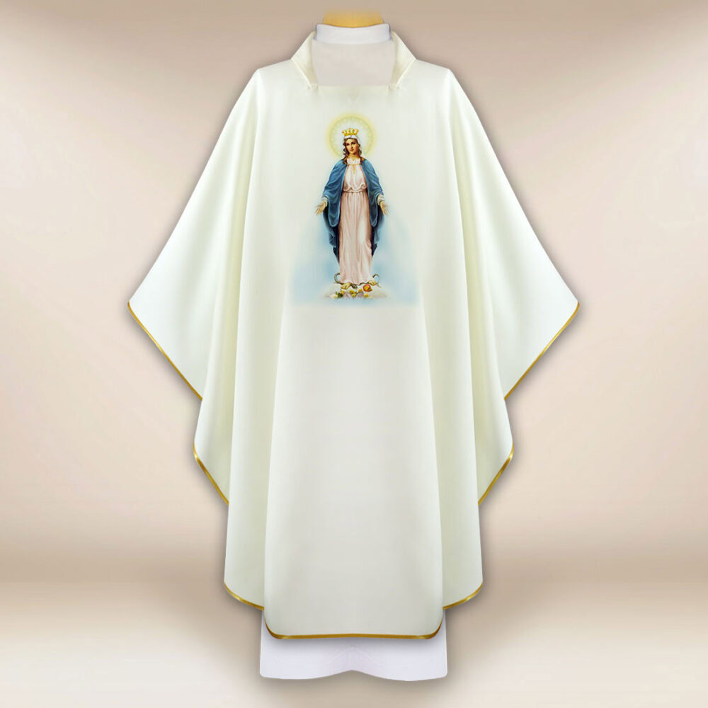 Casulla con imagen Madre de Dios Inmaculada