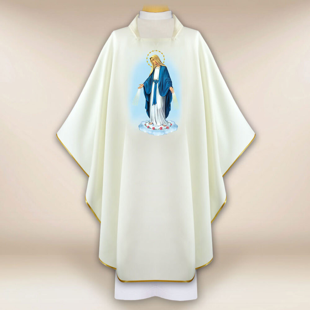 Casulla con imagen Madre de Dios Inmaculada