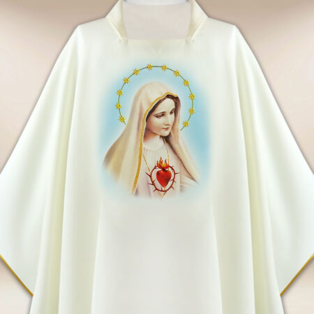 Casulla con imagen de la Madonna de Fátima