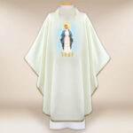 Casulla con imagen Madre de Dios del Rosario
