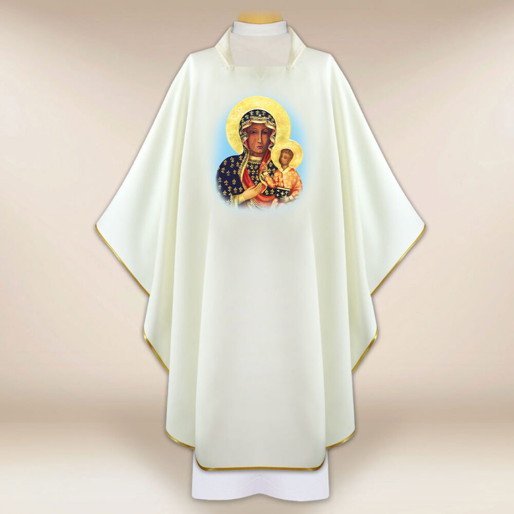 Casulla con imagen Madre de Dios de Czestochowa