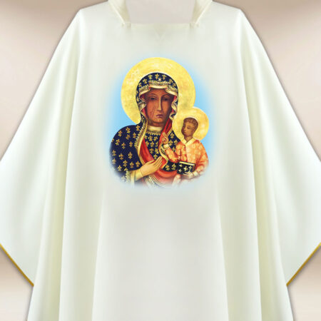Casulla con imagen Madre de Dios de Czestochowa