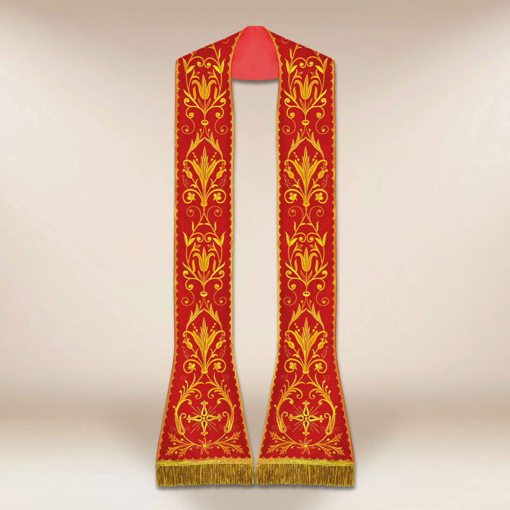 Estola bordada romana roja