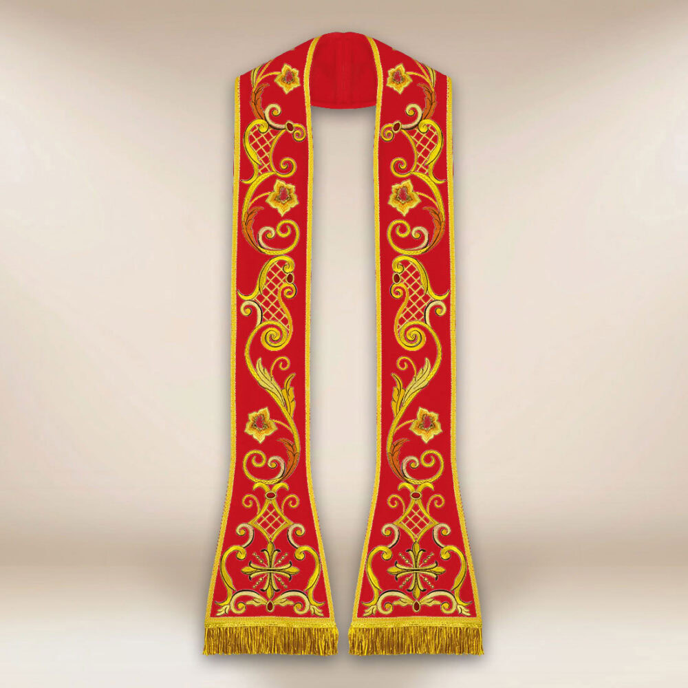 Estola bordada romana roja