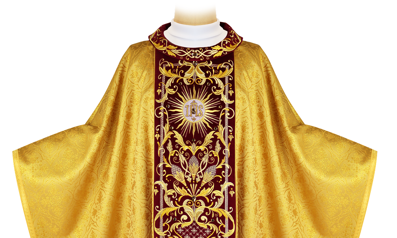 Casulla bordada Pietre E Oro con ornamentación litúrgica elegante