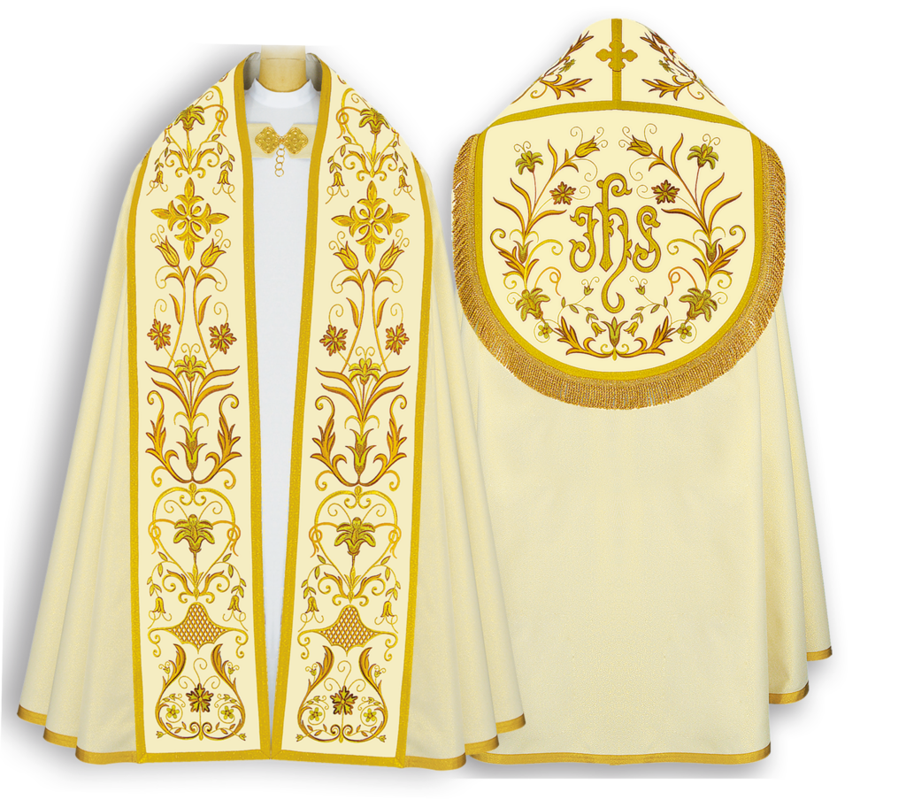 Casulla bordada Angelus con monograma IHS