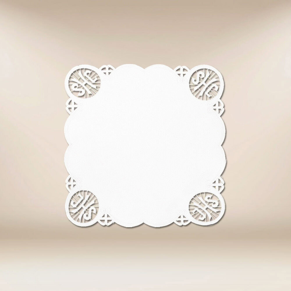 Cubierta de altar con bordado blanco y el motivo IHS 45x45cm