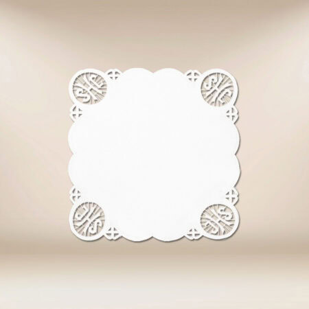 Cubierta de altar con bordado blanco y el motivo IHS 45x45cm