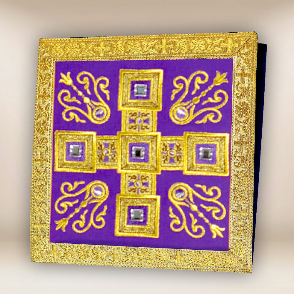 Bolsa bordada litúrgica morada