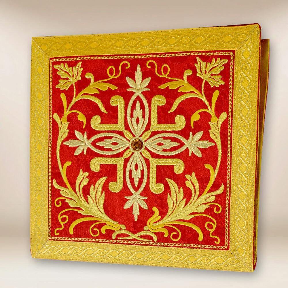 Bolsa bordada litúrgica roja