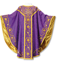 Casulla bordada premium para celebraciones penitenciales solemnes