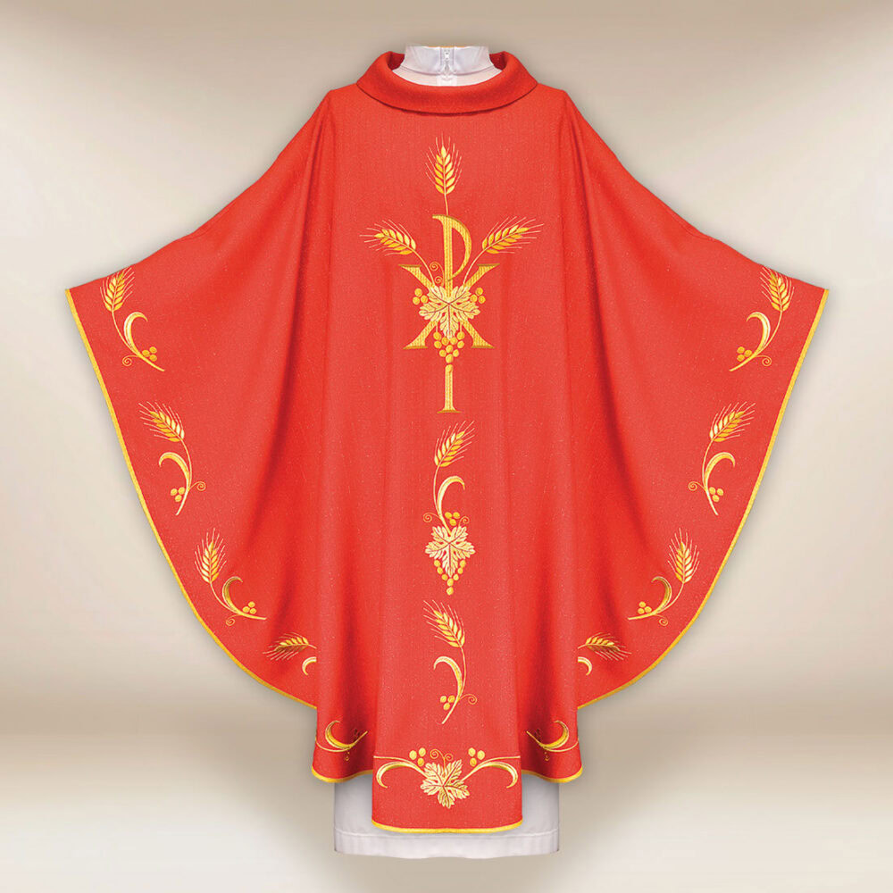 Casulla litúrgica roja con PX