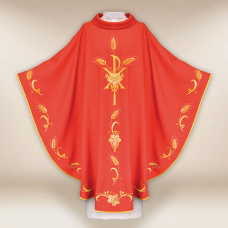 Casulla litúrgica roja con PX