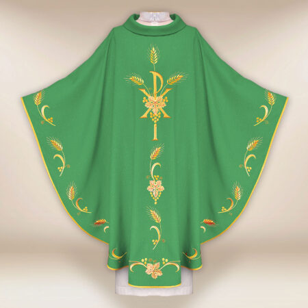 Casulla litúrgica verde con PX