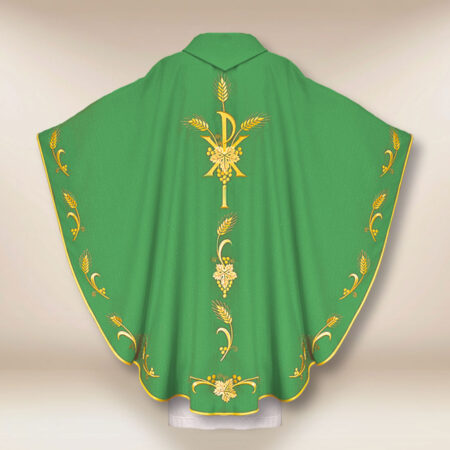 Casulla litúrgica verde con PX