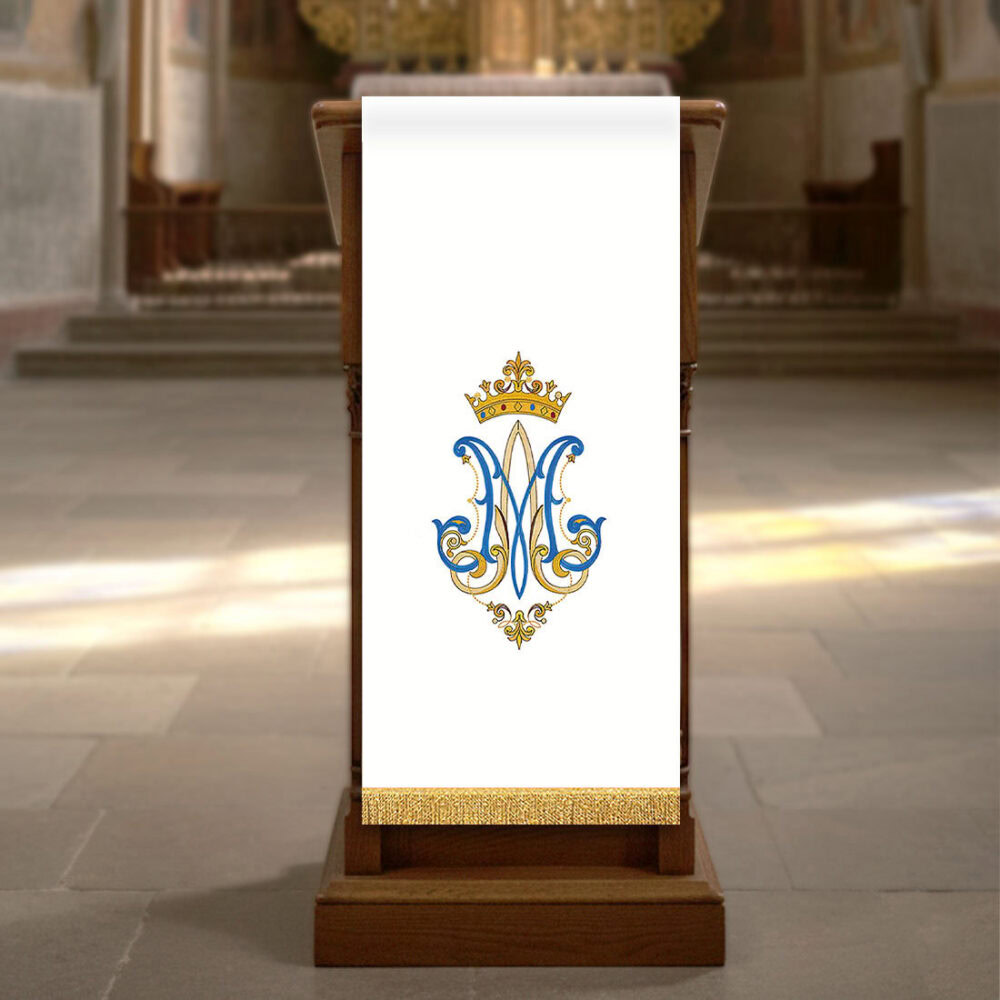 Cubierta de ambón bordada mariana corona