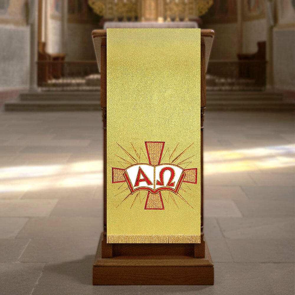 Cubierta de ambón bordada Alfa y Omega