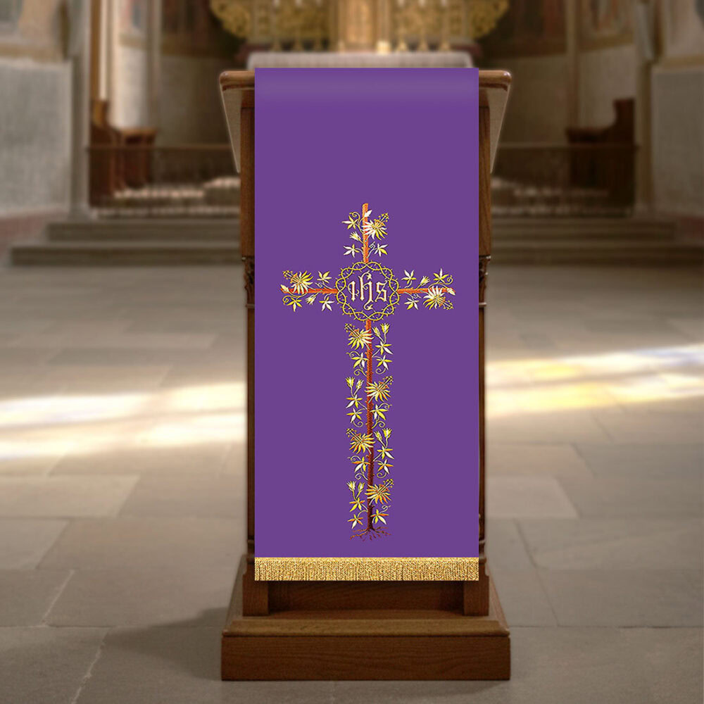 Cubierta de ambón bordada IHS cruz