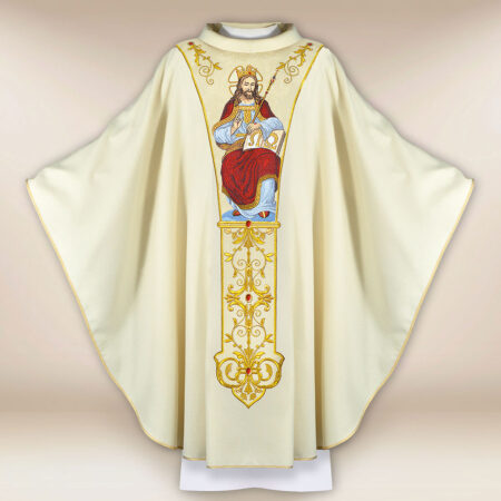 Casulla litúrgica con Cristo Rey