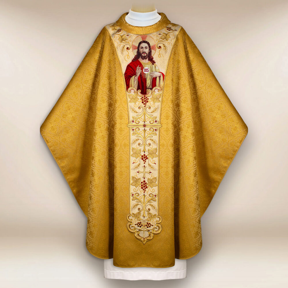 Casulla litúrgica con Jesús Cristo