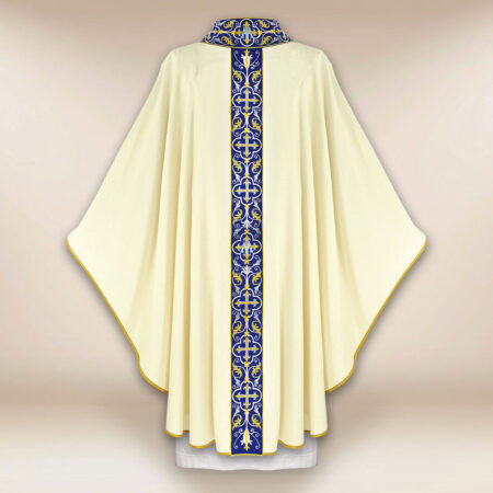 Casulla litúrgica mariana en color ecru