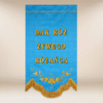 Mini bandera con la imagen de Madre de Dios del Rosario