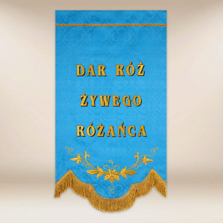Mini bandera con la imagen de Madre de Dios del Rosario
