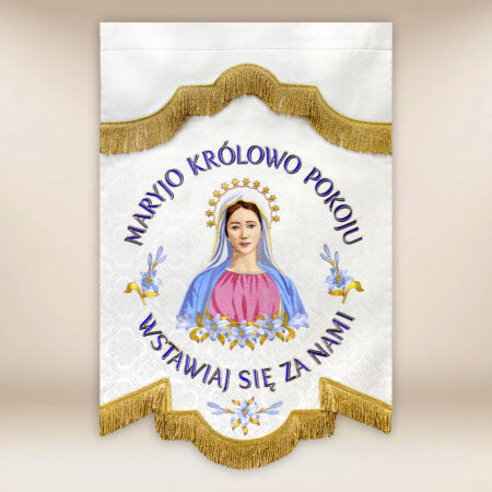 Bandera bordada Reina de la Paz