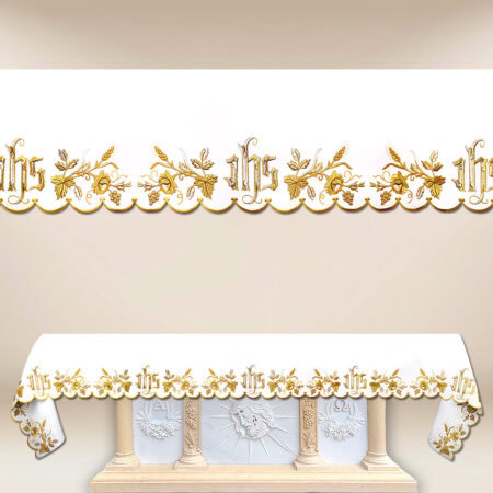 Mantel bordado con hermoso bordado dorado IHS