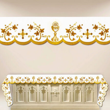Mantel bordado con hermoso bordado dorado del cáliz