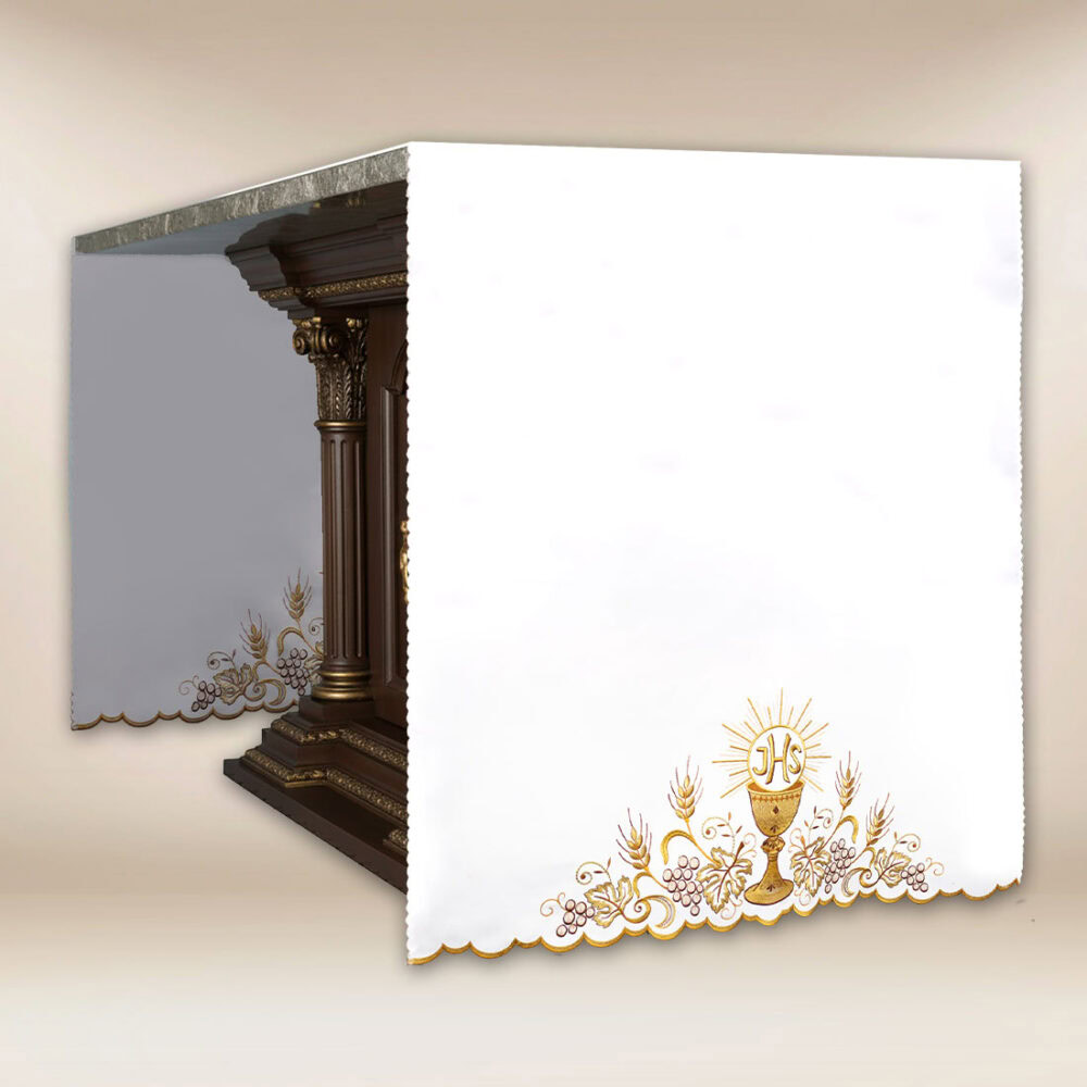 Mantel de altar bordado con cáliz