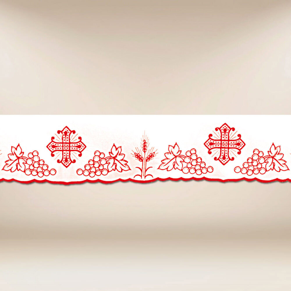 Encaje bordado litúrgico rojo