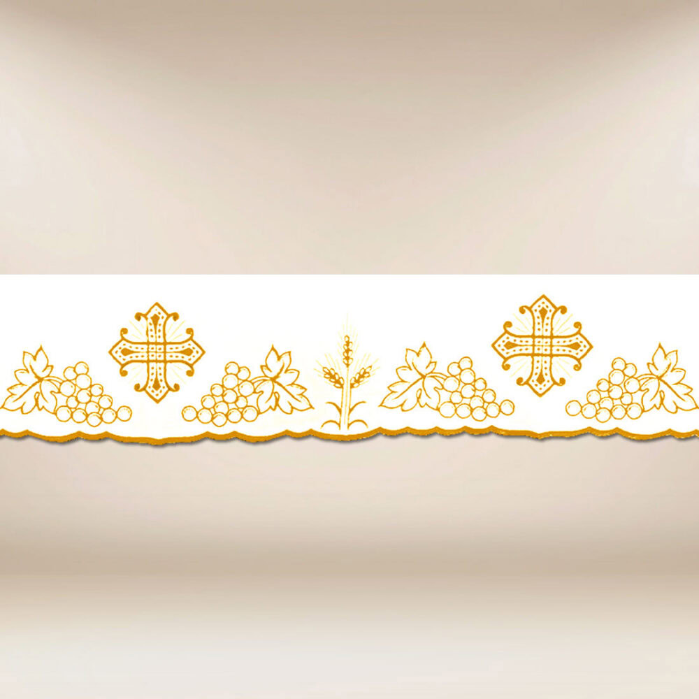 Encaje bordado sacro dorado