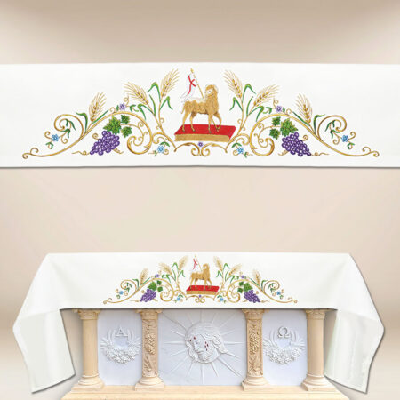 Mantel de altar que representa al Cordero Eucarístico