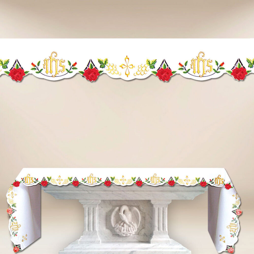 Mantel bordado de altar Rosas