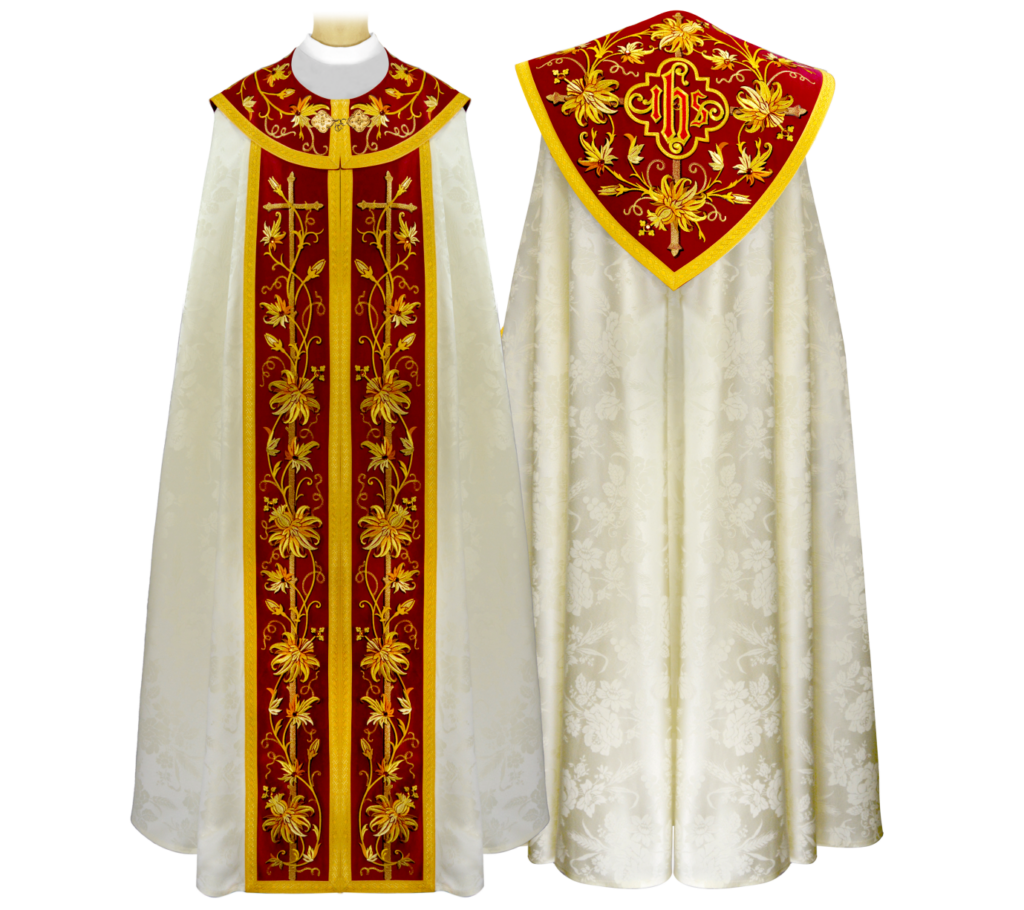Casulla sacerdotal con acabados refinados y diseño armonioso