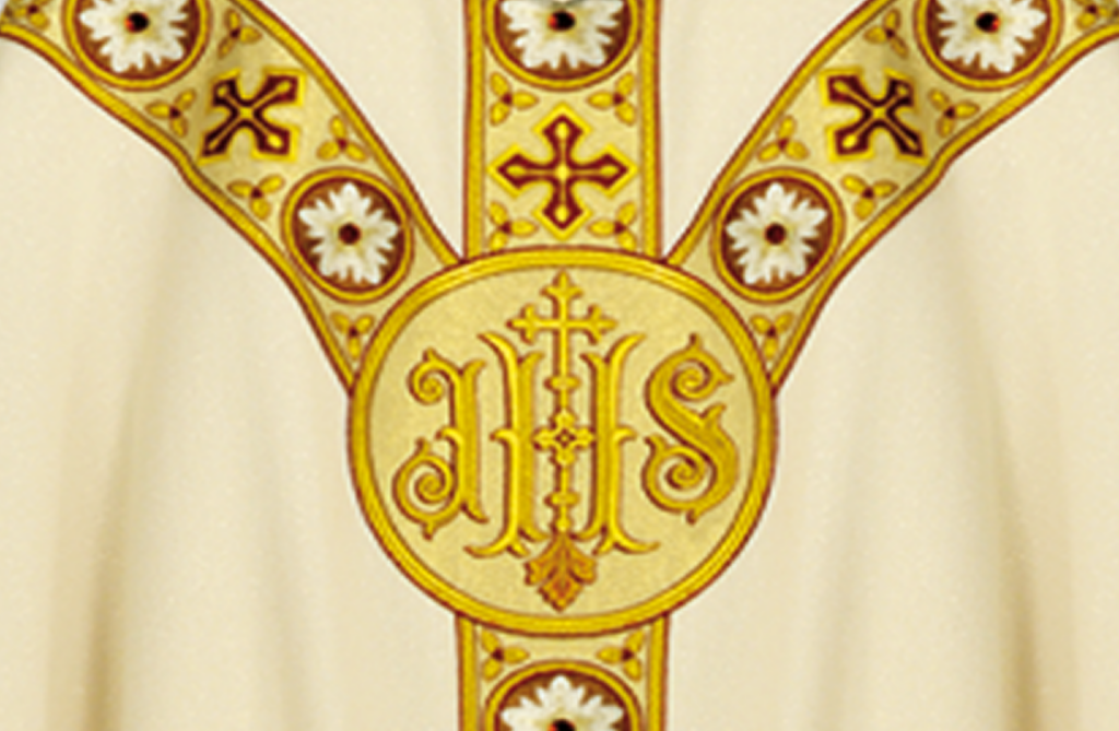 Detalle del símbolo Agnus Dei en ornamentación litúrgica