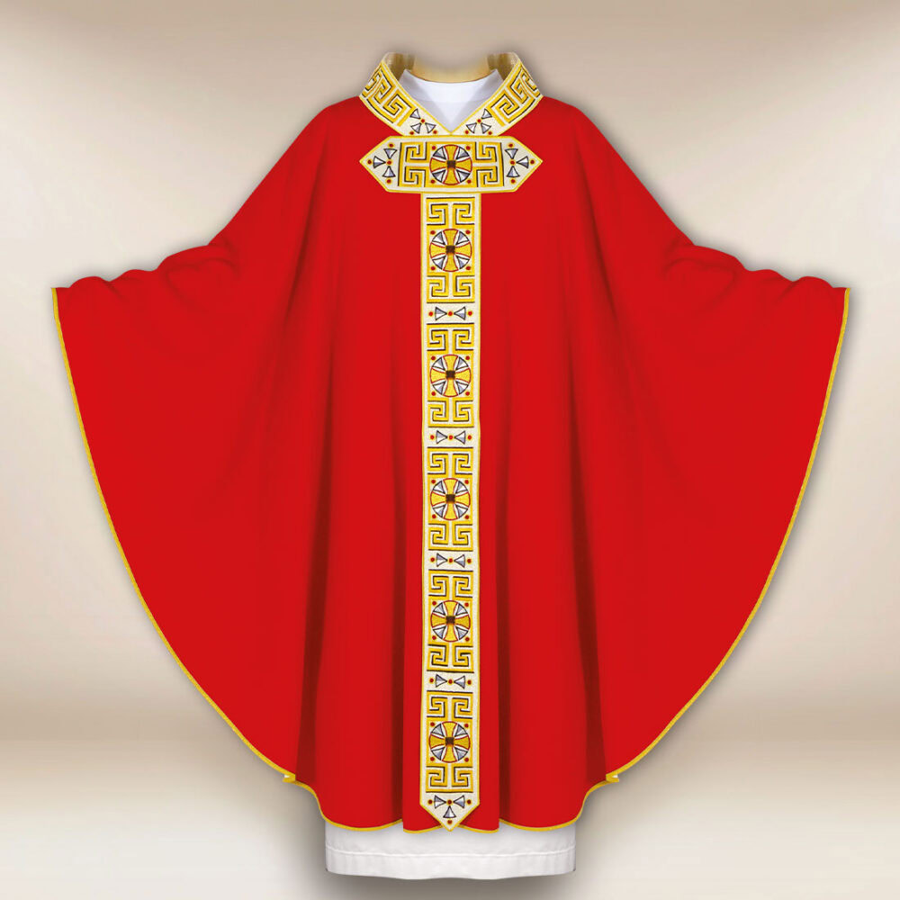 Casulla bordada litúrgica roja