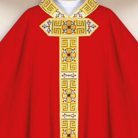 Casulla bordada litúrgica roja