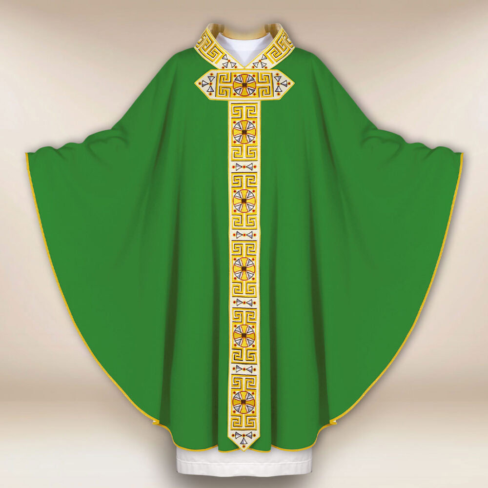 Casulla bordada litúrgica verde