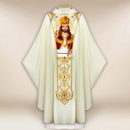 Casulla litúrgica con Cristo Rey
