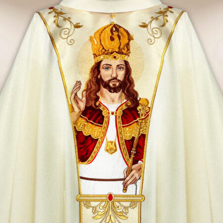 Casulla litúrgica con Cristo Rey